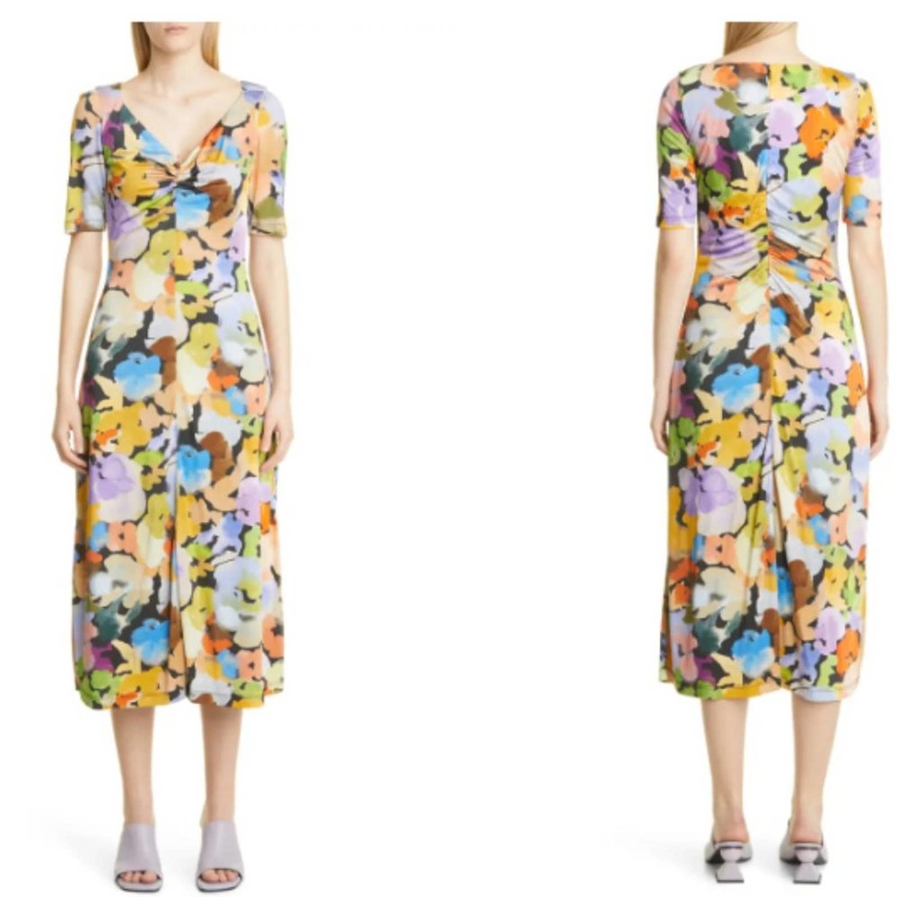 NEW Stine Goya Jose Floral Ruched Dress